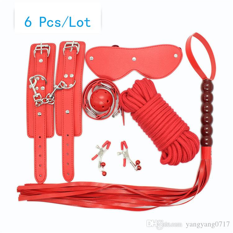 Sex Handcuffs Nipple Clamps Whip Mouth Gag Cotton Rope BDSM Eye Mask Bondage Set Sexy Lingerie Wrist Cuffs Adult Sex Toys