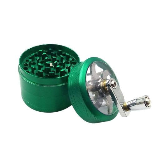 55mm 4 Layers Herb Tobacco Grinder Zinc Alloy Hand Crank Herbal Spice Crusher Smoking Pipe Accessories Grinder