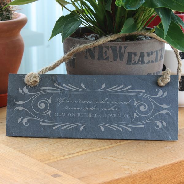 Personalised Life Doesn't Come With A Manual Hanging Slate Plaque