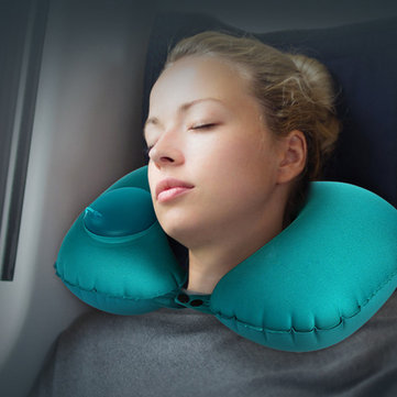 Press Inflatable U Shape Travel Pillow