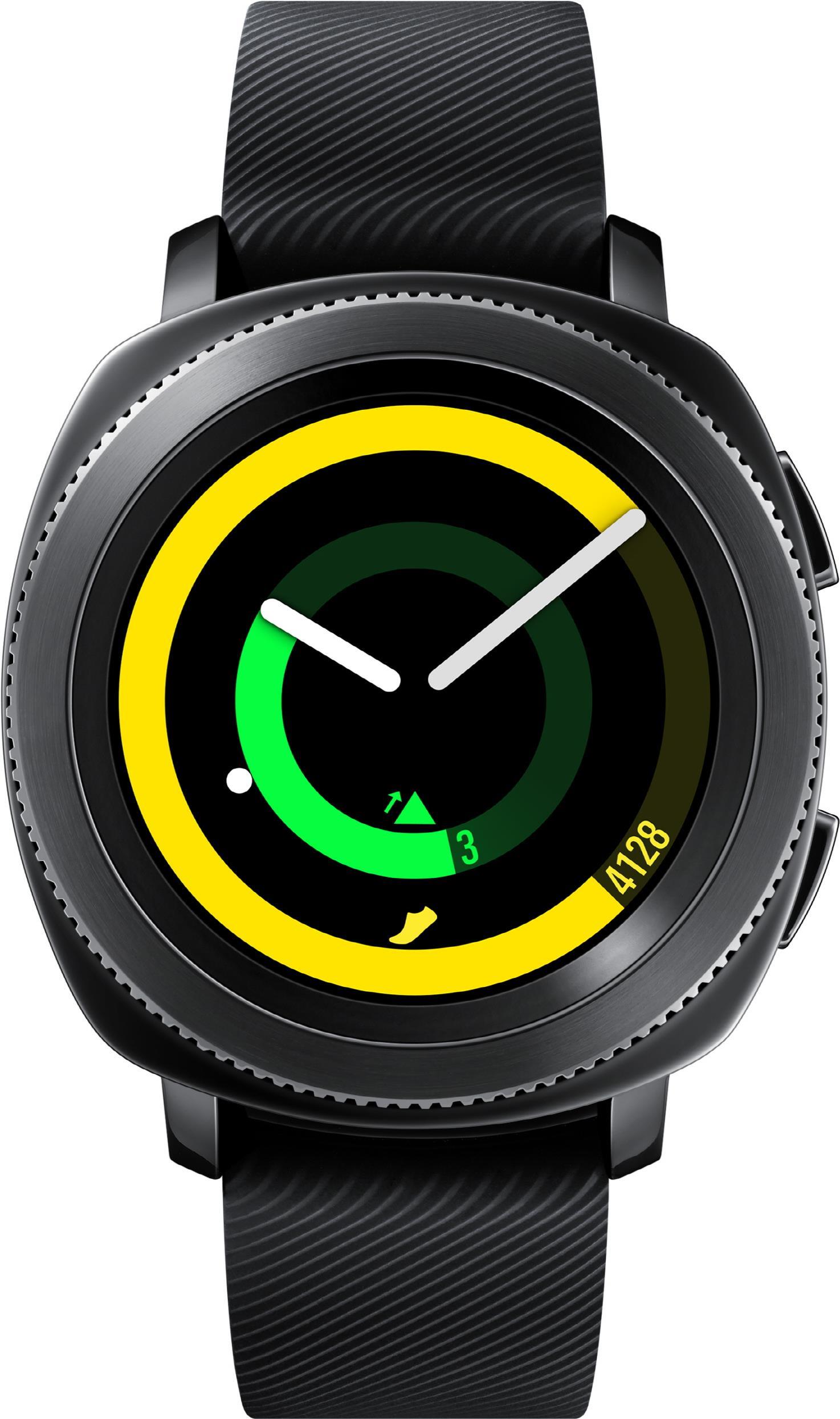 Samsung Gear Sport SM-R600 - 43 mm - schwarz - intelligente Uhr mit Riemen - Silikon - schwarz - L - Anzeige 3 cm (1.2
