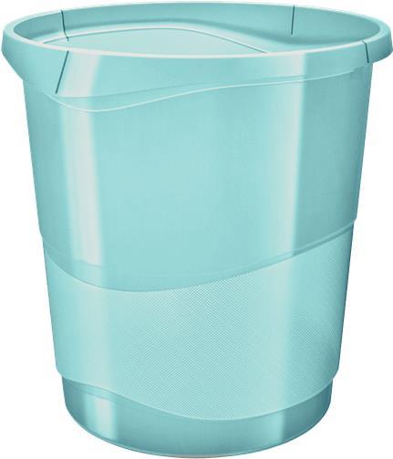 Esselte Papierkorb Colour'Ice, 14 Liter, blau aus Polystyrol, oval, transparentes Design mit Muster - 1 Stück (626289)