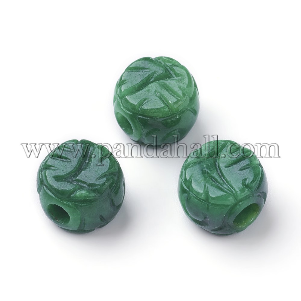 Natural Carved Myanmar Jade/Burmese Jade Beads, Dyed, Flat Round, 11x8mm, Hole: 3mm