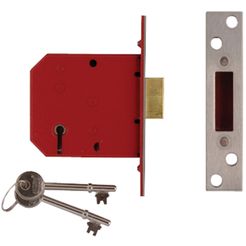 Union 2101 5 Lever Mortice Deadlock Brass Finish 65mm 2.5in Visi Pack