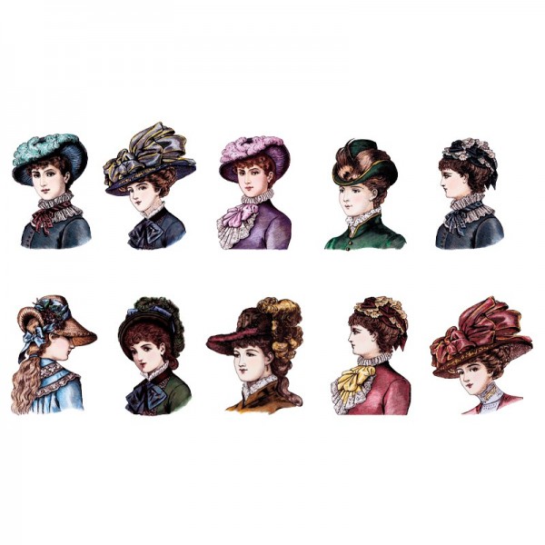 3-D Motive, XL Damen mit Hut, 8-14 cm, 10 Stück