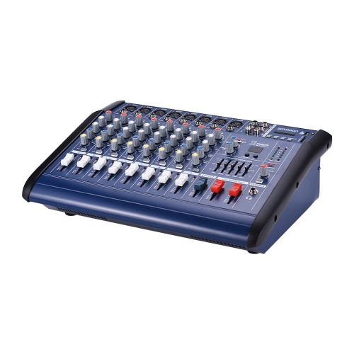 Ammoon 8 Canaux ampli mélangeur amplifié amplificateur de console de mixage audio numérique avec alimentation fantôme USB 48V / SD pour l'enregistrement DJ Stage Karaoke