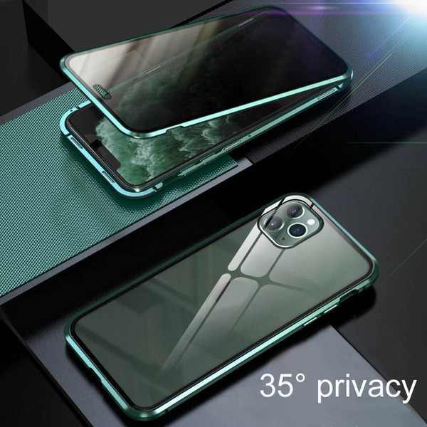 Privacy Magnetic Glass Phone Case Anti Peep Screen Protector for iPhone 12 11 Pro Max 6 7 8 Plus X XS XR Magnet Case