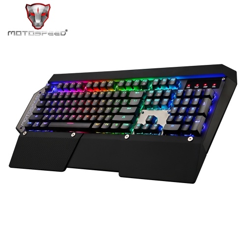 Motospeed CK88 NKRO Wired USB Mechanical Keyboard Black Illuminated Gaming Keyboard with RGB LED Indicator for PC