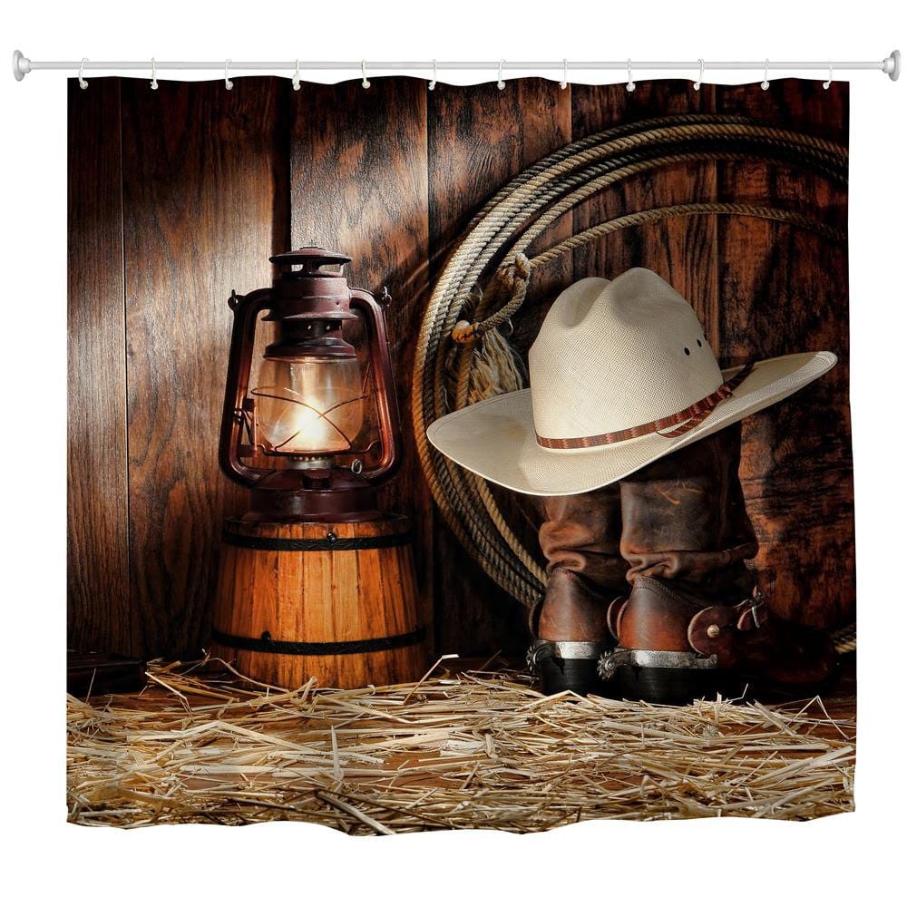 Cowboy Lanterns Water-Proof Polyester 3D Printing Bathroom Shower Curtain