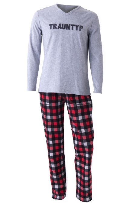 Louis & Louisa Trachten Herren Pyjama - TRAUMTYP, Grau, XXL