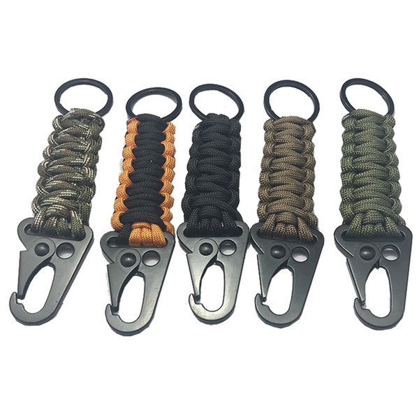Outdoor Paracord Rope Keychain EDC Survival Kit Cord Lanyard Military Emergency Key Chain For Hiking Camping 5 Colors LJJM2035