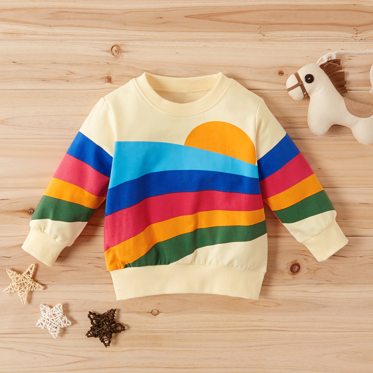 Trendy Rainbow Print Pullover for Baby and Toddler Boy