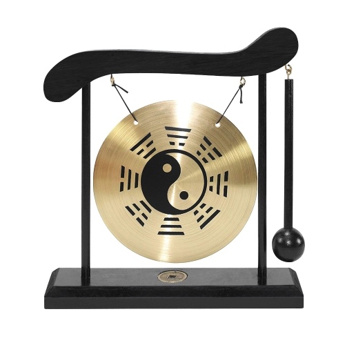 Mini instruments de percussion de carillon de vent de table de Gong de bureau avec le maillet pour le cadeau de pendaison de crémaillère de décor à la maison - tableau de potins chinois de symbole de Taiji