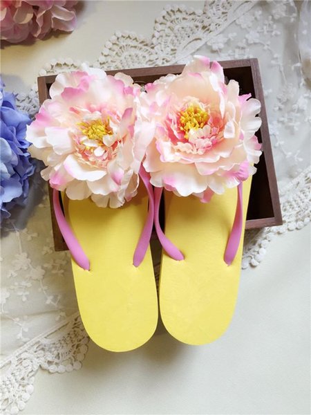 Summer Sweet Colorful Cosmos Slippers Cool Beach Women Sandals Handmade Artificial Flowers Flip Flops