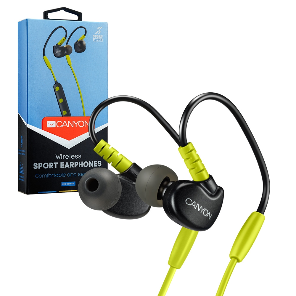 Canyon Bluetooth 4.1 Wireless Sport Stereo Earbuds Headphones Headset with Mic - Yellow / Black