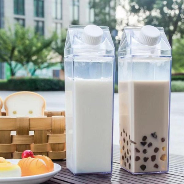 Storage Bottles & Jars Plastic Milk Carton Transparent Portable Water Bottle Square Juice Drinker Suitable For Outdoor Hiking Travel