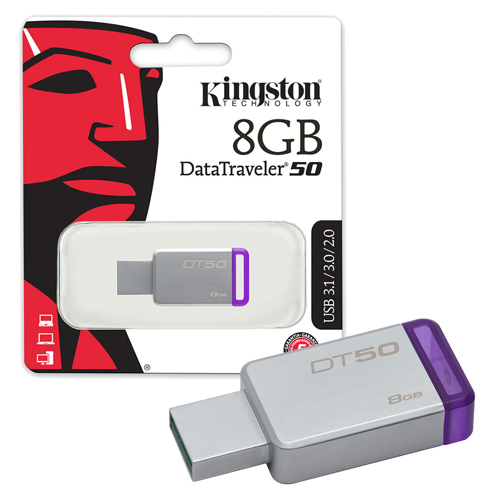 Kingston Data Traveler DT50 USB 3.0 Flash Drive USB 3.0 Memory Stick - 8GB
