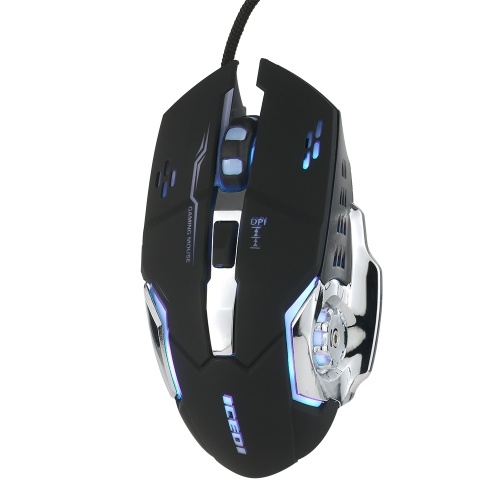 Wired Gaming Mouse 3600 DPI Optische Maus Ergonomische Maus 4 einstellbare DPI-Werte / 6 Tasten / 7-Farben-Atemlicht Schwarz