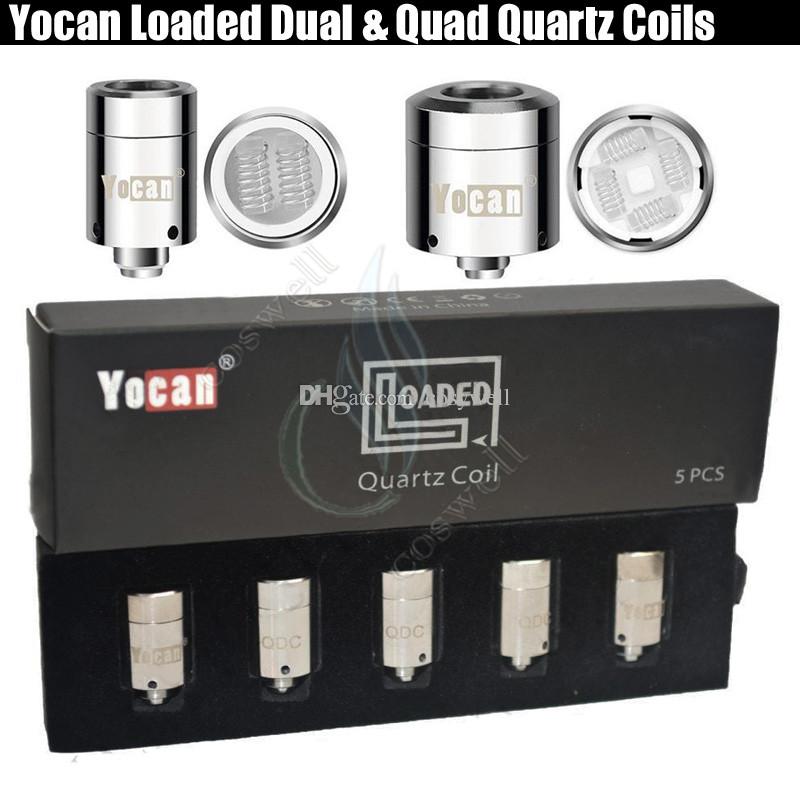 Original Yocan Loaded Dual QUAD QDC Quartz Replacement Coils Magentic Chamber Wax Concentrate Oil Vape Pen Herbal Vapor Core Head Vaporizers