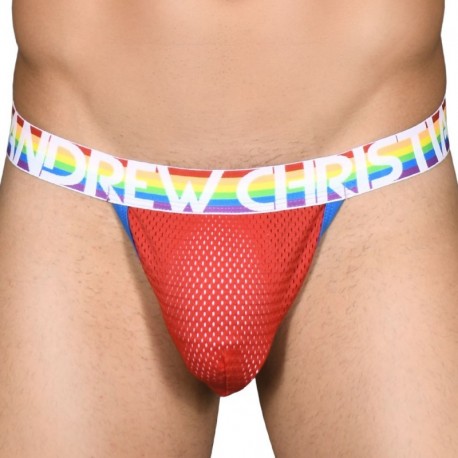 Andrew Christian Pride Mesh Y-Back Thong - Red M