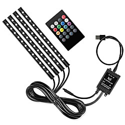 E6 Car RGB USB LED Strip Light Interior Styling Decorative Atmosphere Lamps Strip LED With Remote Voice controlled rhythm lamp Lightinthebox
