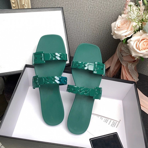 Designer Jelly slippers Women Rubber slippers Fashion Flat Slides Sandal Beach Sandals Party Shoes Red Green 5 Colors Summer Flip Flops
