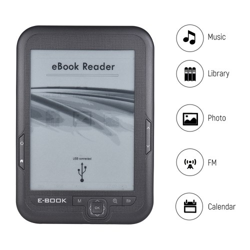 E-book Reader E-reader 6'' E-ink Screen MP3 Player Supports Multiple Languages