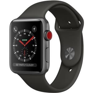 Apple Watch Series 3 (GPS + Cellular) - 42 mm - Weltraum grau Aluminium - intelligente Uhr mit Sportband - Flouroelastomer - grau - 140 - 210 mm - 16GB - Wi-Fi, Bluetooth - 4G - 34,9 g (MR302ZD/A)