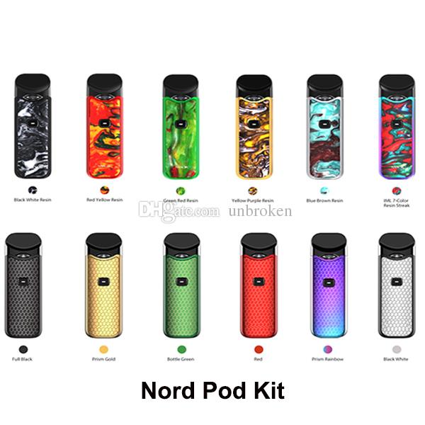 Nord Pod Kit Built-in 1100mAh Battery Button-triggered With 3ml Mesh 0.6ohm 1.4ohm Coil Nord Pod Cartridge All-in-one System Vape Pen Kits