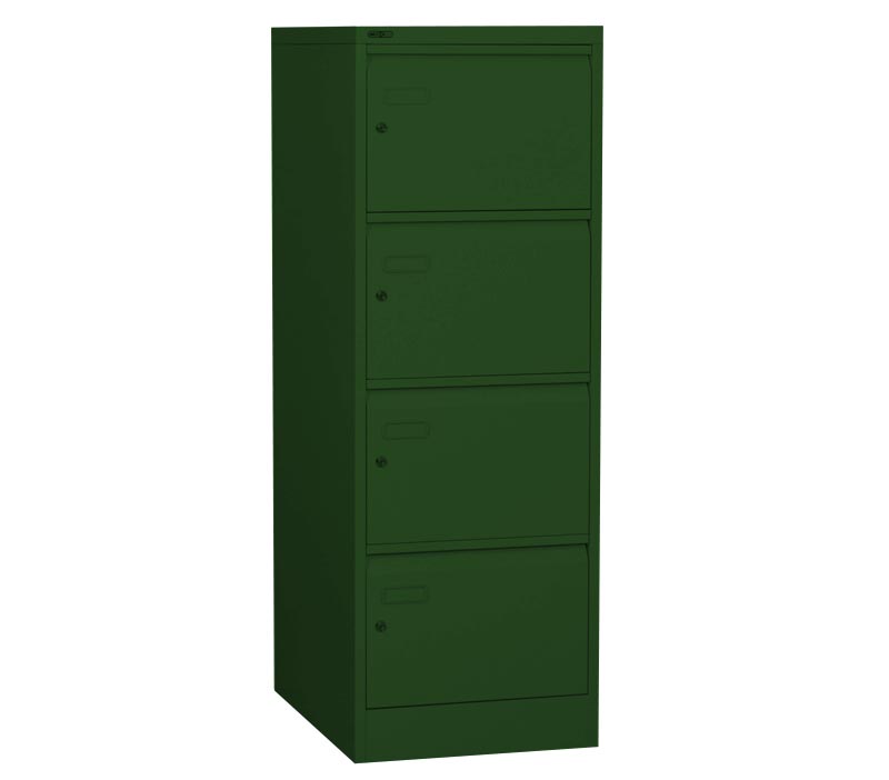 Racing Green Filing Cabinet with 4 Individual Locking Drawers