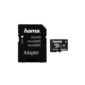 Hama - Flash-Speicherkarte (SD-Adapter inbegriffen) - 64GB - UHS Class 1 / Class10 - microSDXC UHS-I (00124140)