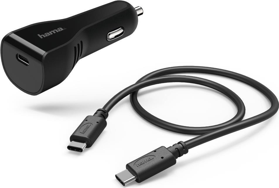 Hama Prime Line Charging Kit - Auto-Netzteil - 27 Watt - 3 A - Turbo Fast Charge (USB-C) - auf Kabel: USB-C - Schwarz
