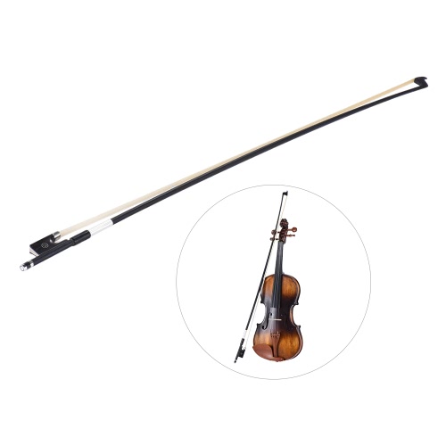 Bien equilibrado de fibra de carbono 4/4 violín violín arco redondo de palo exquisito crin de ébano rana