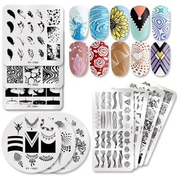 PICT YOU Nail Stamping Plates Flower Rectangle Stainless Steel Nail Image Stencils Stamping Template