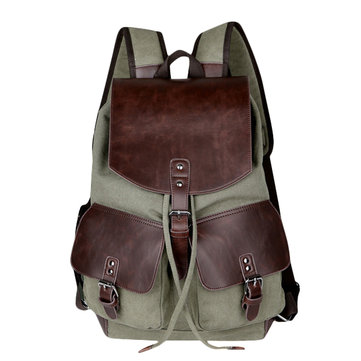 Vintage Canvas Travel Backpack Big Capacity Wear-Resisting PU Leather Bag For Men