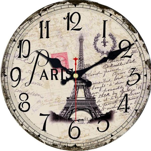 vintage paris scenery towel clock silent living room kitchen cool watches home decor saat wall art large clock no ticking