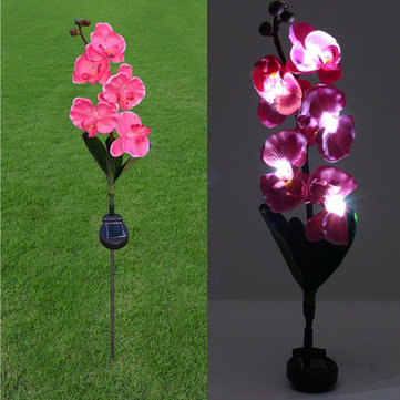 Solar Power Phalaenopsis Garden Stake Landscape Lamp Butterfly Orchid Outdoor Yard Light