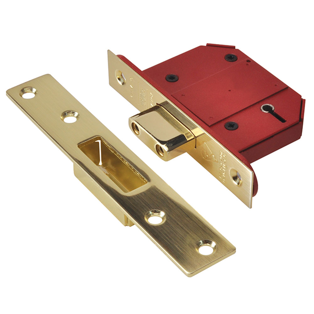 Union StrongBOLT 5 Lever Mortice Deadlock 79.5mm Satin Brass