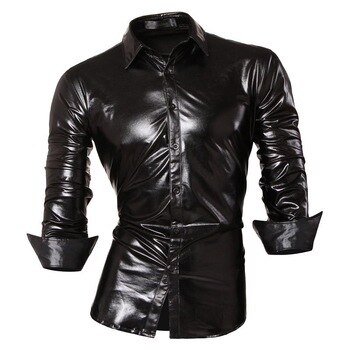 Jeansian Men's Fashion Dress Casual Shirts Button Down Long Sleeve Slim Fit Designer Z036 Black