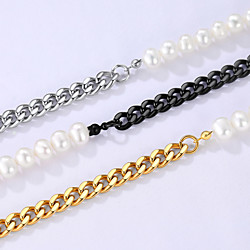 Necklace Men's Women's Classic Pearl Stainless Steel Silver Dainty Vintage Classic European Trendy Cool Black Silver Gold 437 cm Necklace Jewelry 1pc for Street Gift Daily Holiday Festival irregular Lightinthebox
