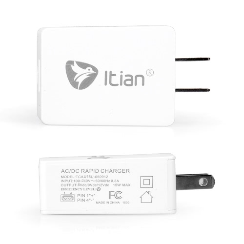 Itian 15W 2.1A US Plug Universal Quick Charge 2.0 USB Port Charger with Cable Kit for Samsung LG HTC Sony Xiaomi