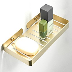 étagère de salle de bain boîte à savon en acier inoxydable or brossé accessoires de salle de bain filet de savon porte-savon support de toilette 1pc - salle de bain murale