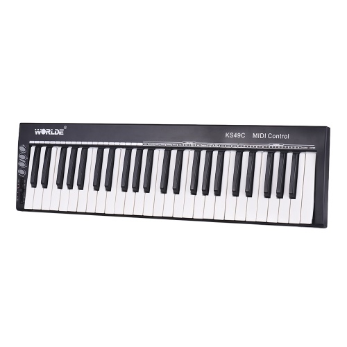 WORLDE KS49C Controlador de teclado MIDI USB de 49 teclas con salida de pedal de 6.35 mm Salida MIDI