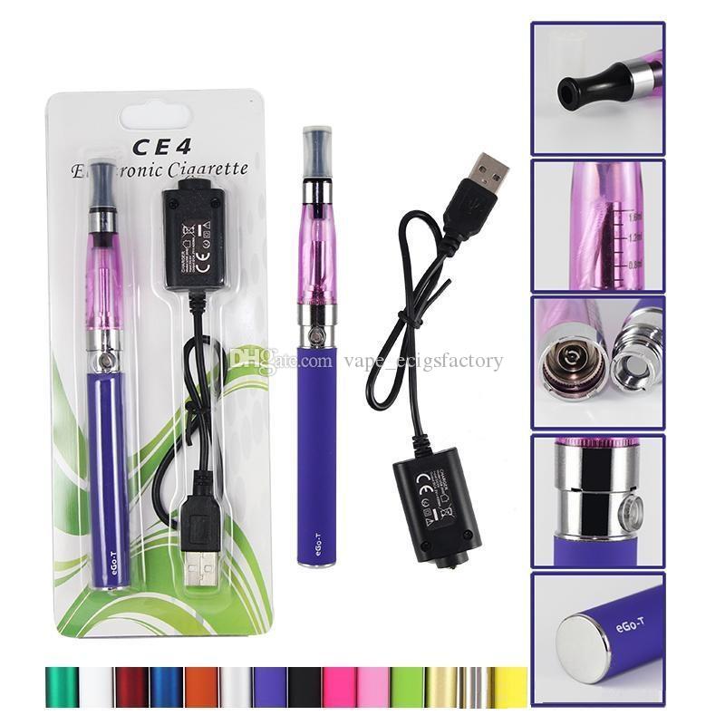 CE4 EGO KIT BLISTER PACK 1.6ml 2.4OHM Atomizer Electronic Cigarette 650mah 900MAH 1100MAH EGO Vape Kits Serise Colourful Battery G5 e Cigs