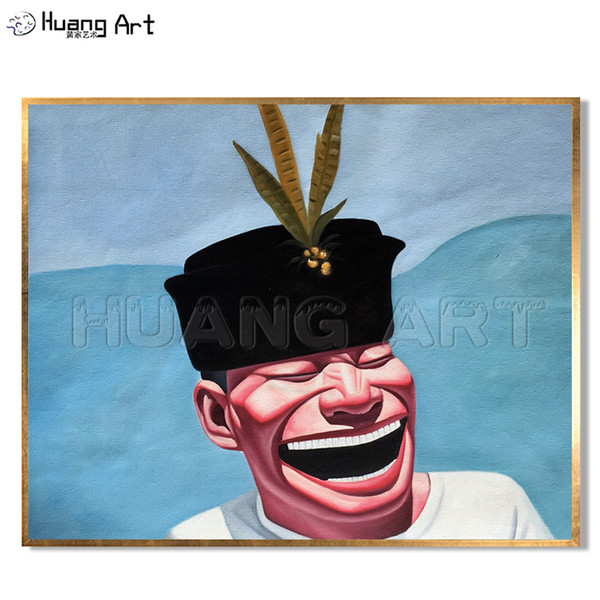 chinese artist artwork oil painting for living room 100% handmade man laugh portrait for home decor wall painting
