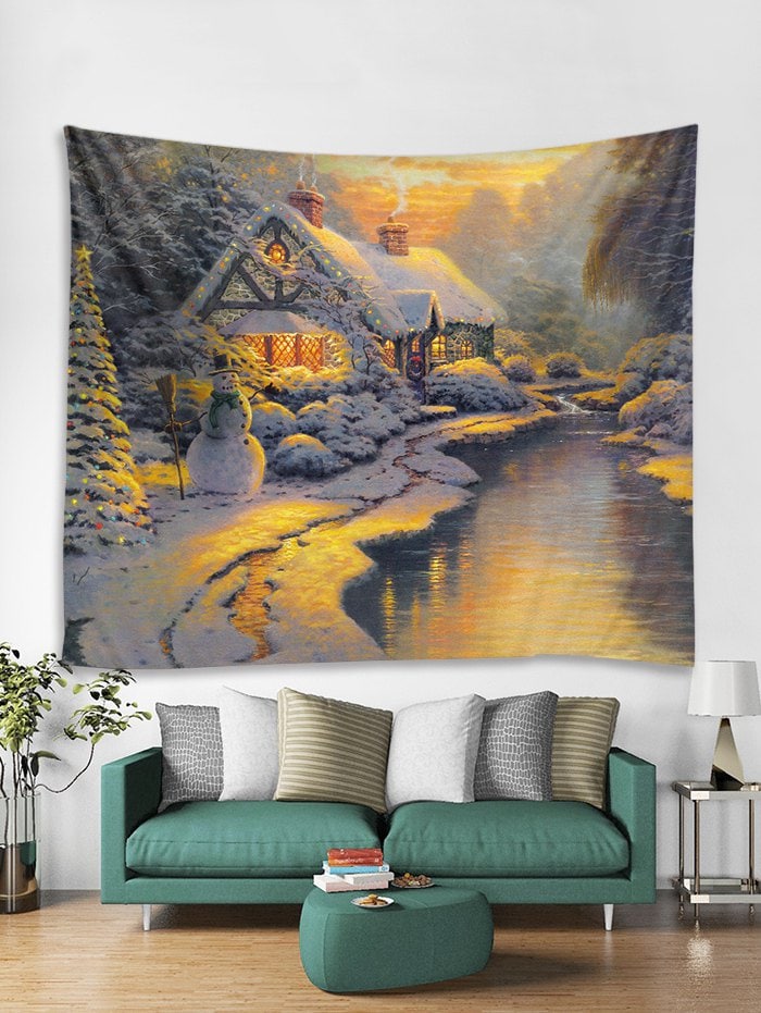 Christmas House River Print Tapestry Wall Hanging Decoration