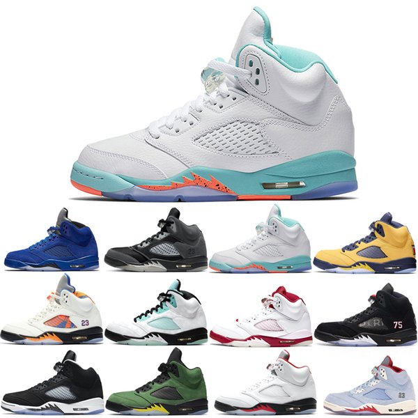 Basketball shoes 5s for men Top 3 Space Jam Oreo Metallic Silver Laney Royal International Flight Ice Blue Red Wings What The White Stealth Popular