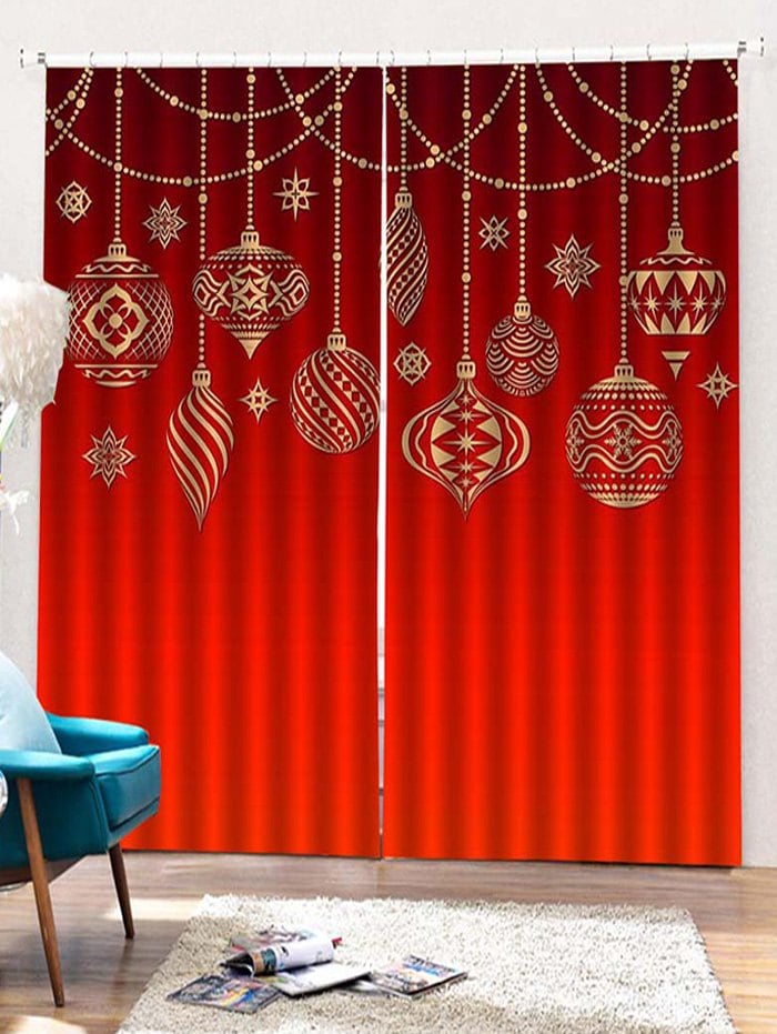 2PCS Christmas Decor Pattern Window Curtains