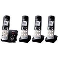 Panasonic KX-TG6824 - Schnurlostelefon - Anrufbeantworter mit Rufnummernanzeige - DECT - Schwarz + 3 zusätzliche Handsets