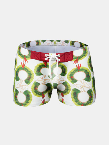 AUSTINBEM Swimming Beach Hot Spring Printing Breathable Boxers Trunks for Men